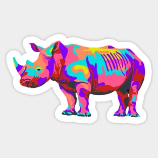 Rainbow Rhino Sticker